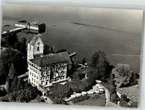 8590 Romanshorn Gebrauchsspuren Fliegeraufnahme Gasthaus Alkoholfreies Volksheim Gasthaus Schloss