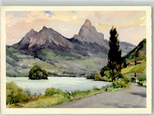 6424 Lauerz Künstlerkarte Lauerzersee