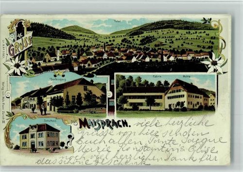 4464 Maisprach 1904 BOAKC Fabrik Schulhaus Lithographie