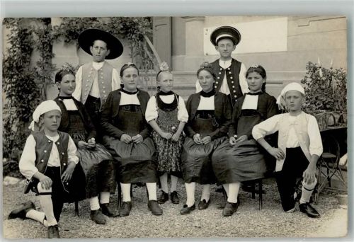 3150 Schwarzenburg 1909 Foto AK Tracht Gruppenfoto Schützenfest