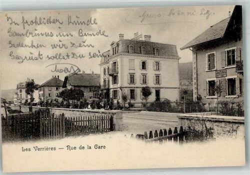 2126 Les Verrières 1905 Foto AK Rue de la Gare