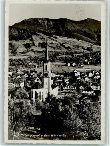 6314 Unterägeri 1934 Foto AK Teilansicht mit Kirche, gute Erhaltung AK