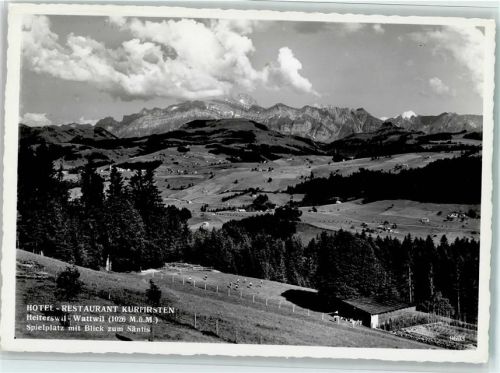 9630 Wattwil - Hotel Restaurant Kurfirsten Heiterswil-Wattwil Spielplatz mit Blick zum Säntis