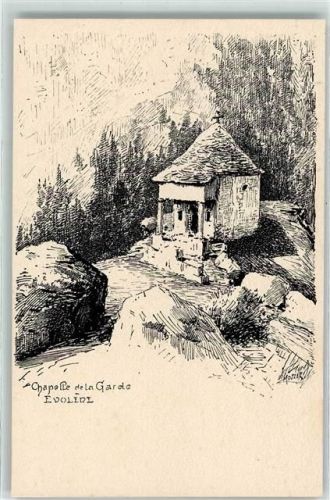 1983 Evolène Künstlerkarte Chapelle de la Garde sign. Metzler