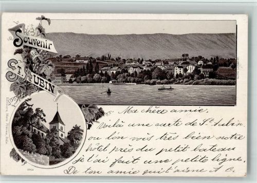 2024 St-Aubin-Sauges St-Aubin NE 1898 BOAKC Lithographie Kirche