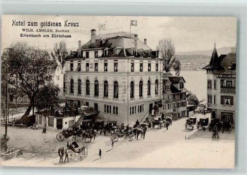 8703 Erlenbach ZH - 1906 Hotel zum goldenen Kreuz Pferdekutschen