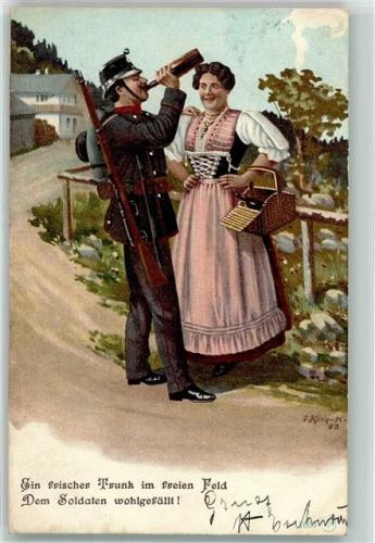 5200 Brugg AG 1905 - Soldat genehmigt sich einen Schluck im freien Feld Ort lt. Stempel