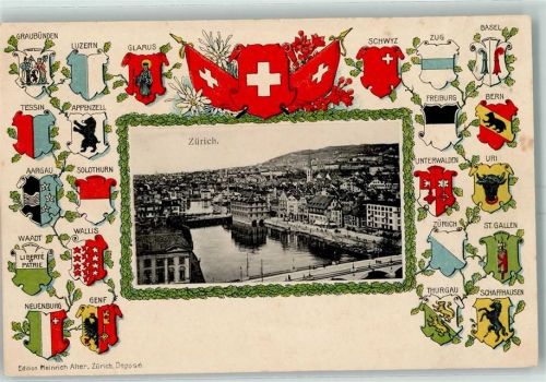 8000 Zürich Prägedruck Wappen