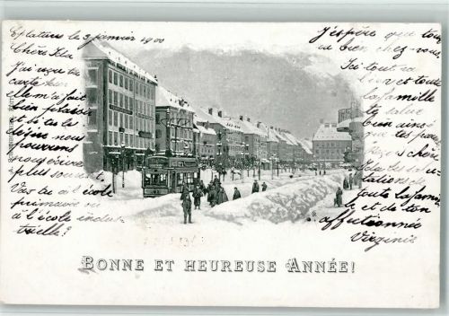 2300 La Chaux-de-Fonds 1900 - Winter, Straßenbahn, Bonne et Heureuse Annee - Städteglückwünsche