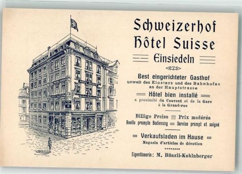8840 Einsiedeln KEINE AK Schweizerhof Hotel Suisse M. Bünzli-Kohlnberger