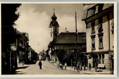 4950 Huttwil 1929 Foto AK Bahnhofstrasse Kirche