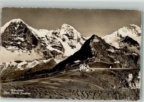 Männlichen 1949 Foto AK eiger Mönch Jungfrau Hotel