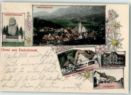 6182 Escholzmatt Gebrauchsspuren Schybi Denkmal Hotel Pension Löwen Chalet z. Löwen