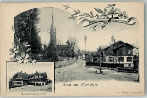 3074 Muri b. Bern Foto AK Gasthaus zum Sternen Kirche