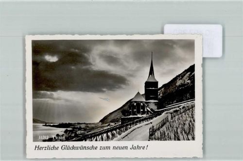 2513 Twann 1939 FOTO KEINE AK Kirche Winter Zaun Neujahr Foto 10cm x 7cm, rückseitig Haftspuren