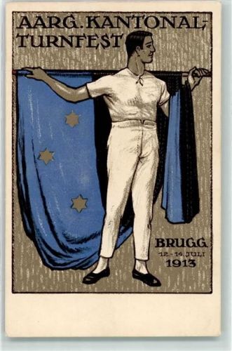 5200 Brugg AG 1913 Gebrauchsspuren Aarg. Kantonal-Turnfest