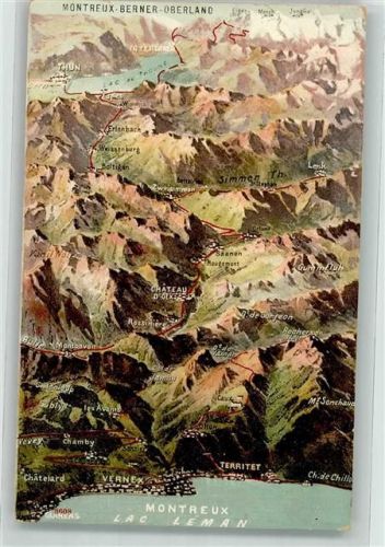 1832 Chamby - Montreux Berner Oberland Reliefkarte