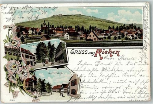 4125 Riehen 1899 Lithographie Taubstummen-Anstalt Dorfstrasse