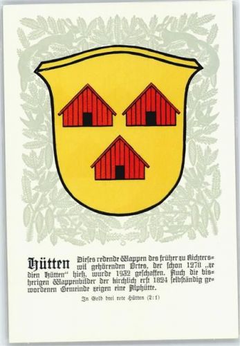 8825 Hütten Künstlerkarte Serie Züricher Gemeindewappen No. 164
