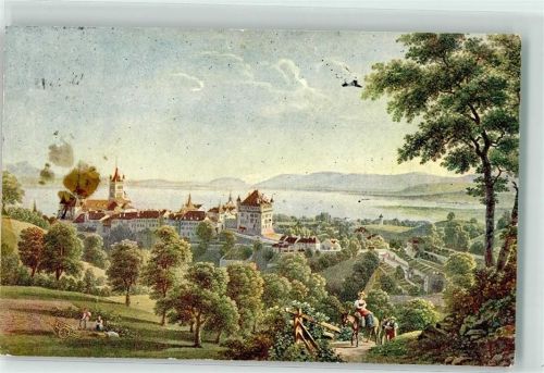 Lausanne Losanna Ansicht von Lausanne sign. G. Lory junior Nr. 77 Esel Pro Juventute Schweiz Künstlerkarte