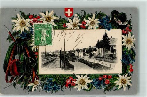 2926 Boncourt 1909 Prägedruck Bahnlinie Lithographie