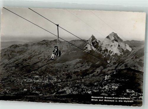 6430 Schwyz 1952 Foto AK Seilbahn Stoss-Fronalpstock
