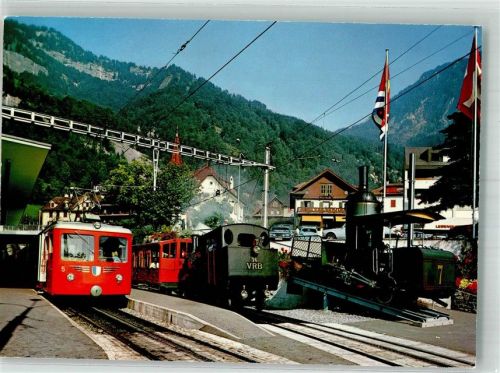 6354 Vitznau Foto AK Bahnhof Triebfahrzeuge 1871-1971