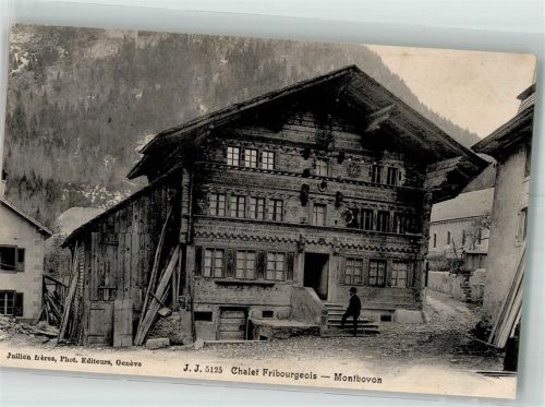 1669 Montbovon Foto AK Chalet Fribourgeois