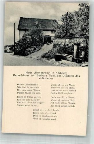 8802 Kilchberg ZH Foto AK Geburtshaus B. Weltli Haus Hohenrain Volkslied