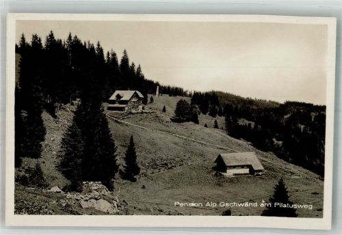 6052 Hergiswil NW 1935 Foto AK Pension Alp Gschwänd am Pilatusweg