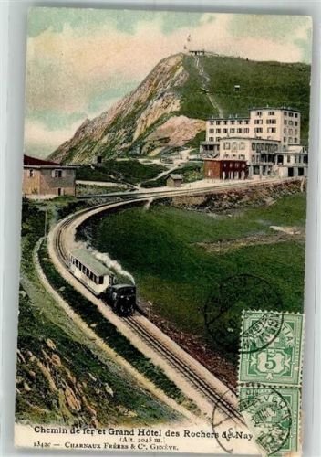 Rochers de Naye 1906 Foto AK Hotel Bergbahn Briefmarke Bildseite Bahnpost Zug 1931