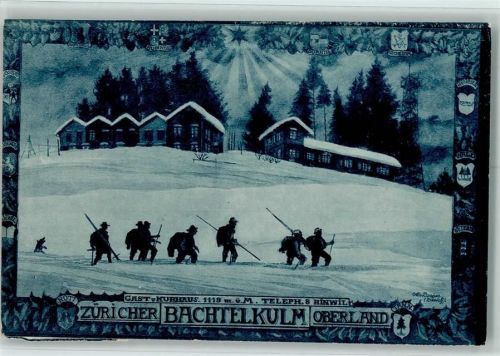 8340 Hinwil - Gasthaus Bachtelkulm sign. Otto Lasius Wappen
