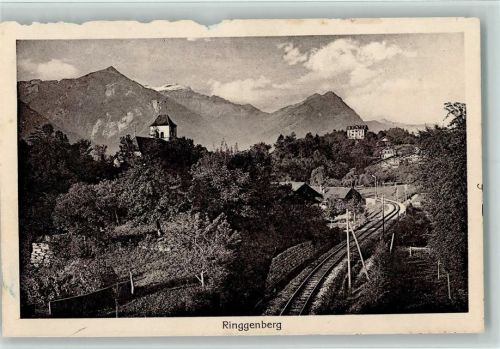 3852 Ringgenberg BE 1922 Gebrauchsspuren Bahnlinie, Teilansicht AK