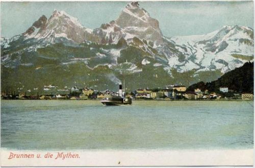 um 1910 - Brunnen: Mythen, Berge, Schiff,Gebr. Wehrli AKU1