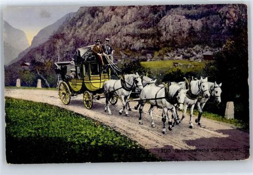 Gebirgspost, Postkutsche, Pferd Motiv Schweiz