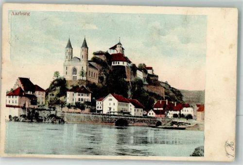 4663 Aarburg 1907 Foto AK Burg Kirche