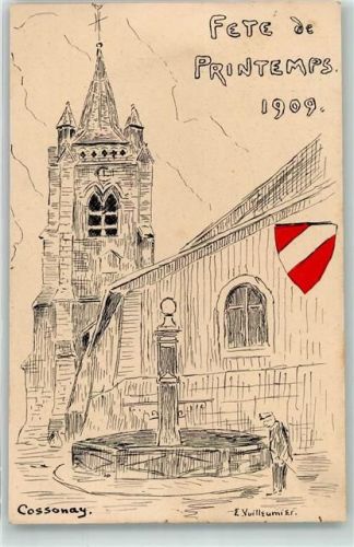 1304 Cossonay-Ville 1909 - Fete de Printemps Eglise sign.