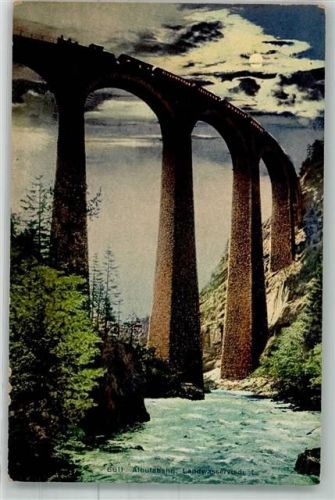 7477 Filisur Mondschein Eisenbahn Albulabahn Landwasserviadult