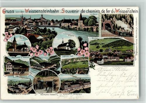 4515 Oberdorf SO 1904 BOAKC Weissensteinbahn Tuchfabrik Langendorf Lithographie