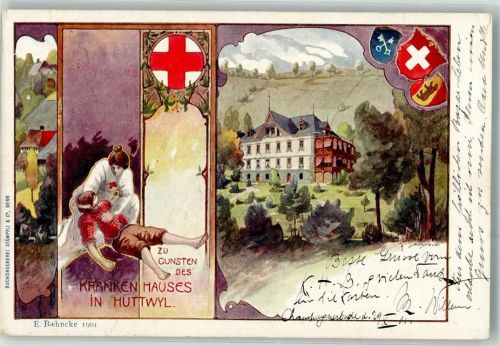 4950 Huttwil 1901 - Krankenhaus Rotes Kreuz Spende sign. Baehncke,E.