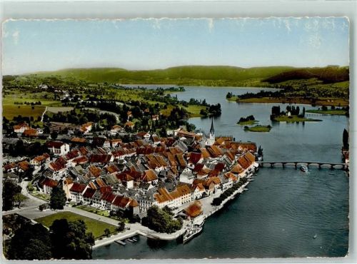 8260 Stein am Rhein - Fliegeraufnahme Insel Werd Untersee Kirche Brücke