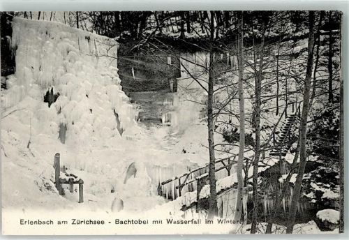 8703 Erlenbach ZH - Winter Bachtobel mit Wasserfall