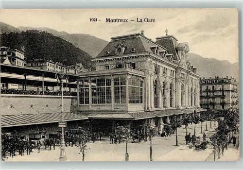 1820 Montreux - Bahnhof Pferdekutschen