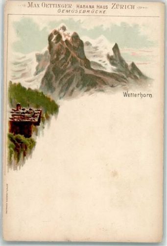 3818 Grindelwald Gebrauchsspuren Wetterhorn Lithographie
