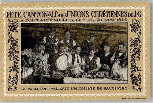 2052 Fontainemelon 1914 Foto AK Fete Cantonale des Unions Chretiennes de J.G.
