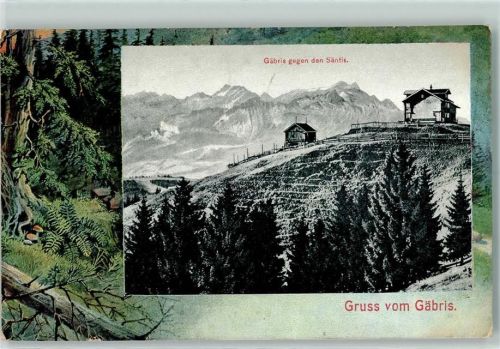 Gäbris 1909 - Gäbris gegen den Säntis Passepartout Wald