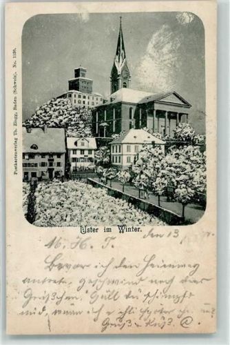 8610 Uster 1901 - Winter Schloss und Kirche