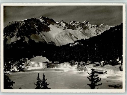 7050 Arosa - Blick auf Arosa bei Nacht Beleuchtung Winteraufnahme