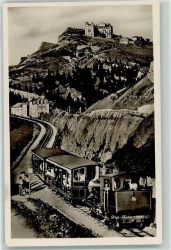 6410 Rigi Kulm Foto AK Hotel Bergbahn