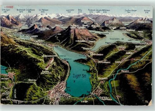 6330 Cham 1921 - Vierwaldstättersee Vogelschau Zugersee